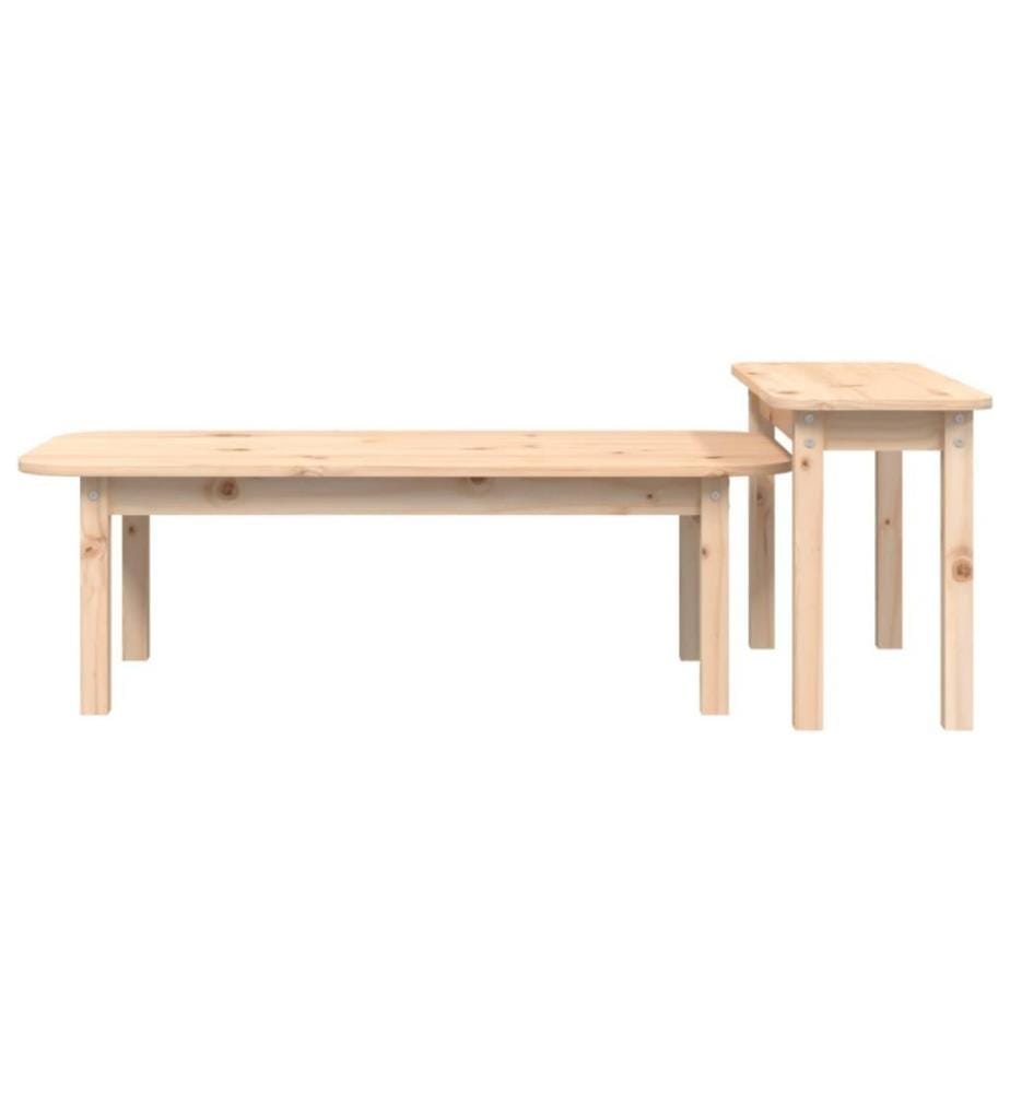 2-tlg. Couchtisch-Set Massivholz Kiefer