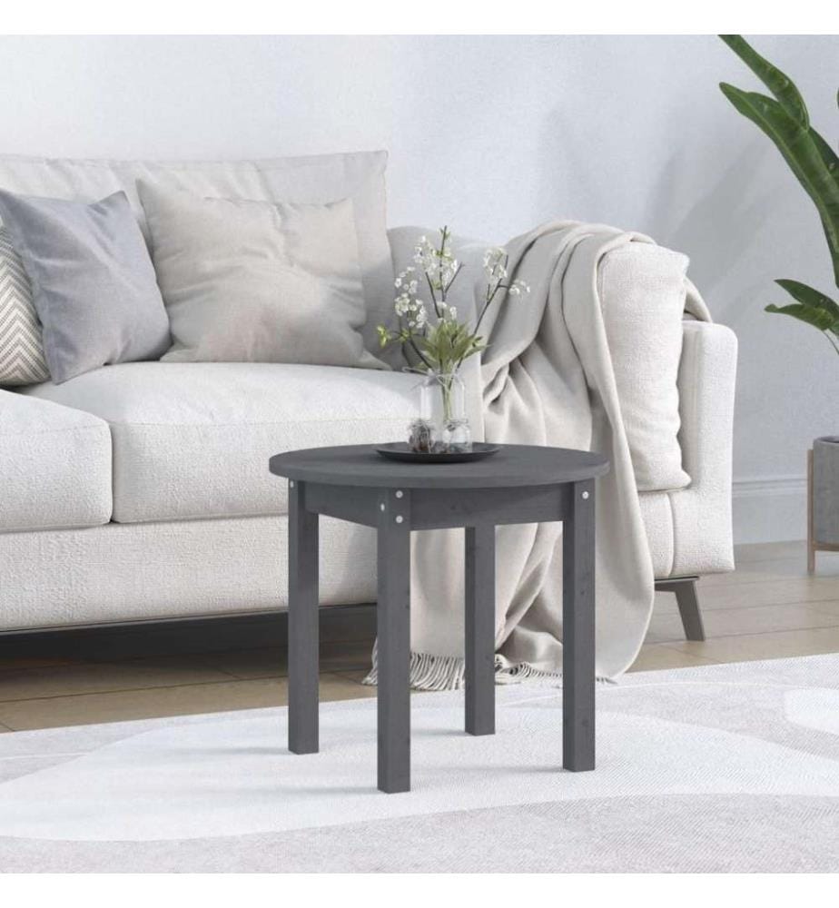 Couchtisch Grau Ø 45x40 cm Massivholz Kiefer