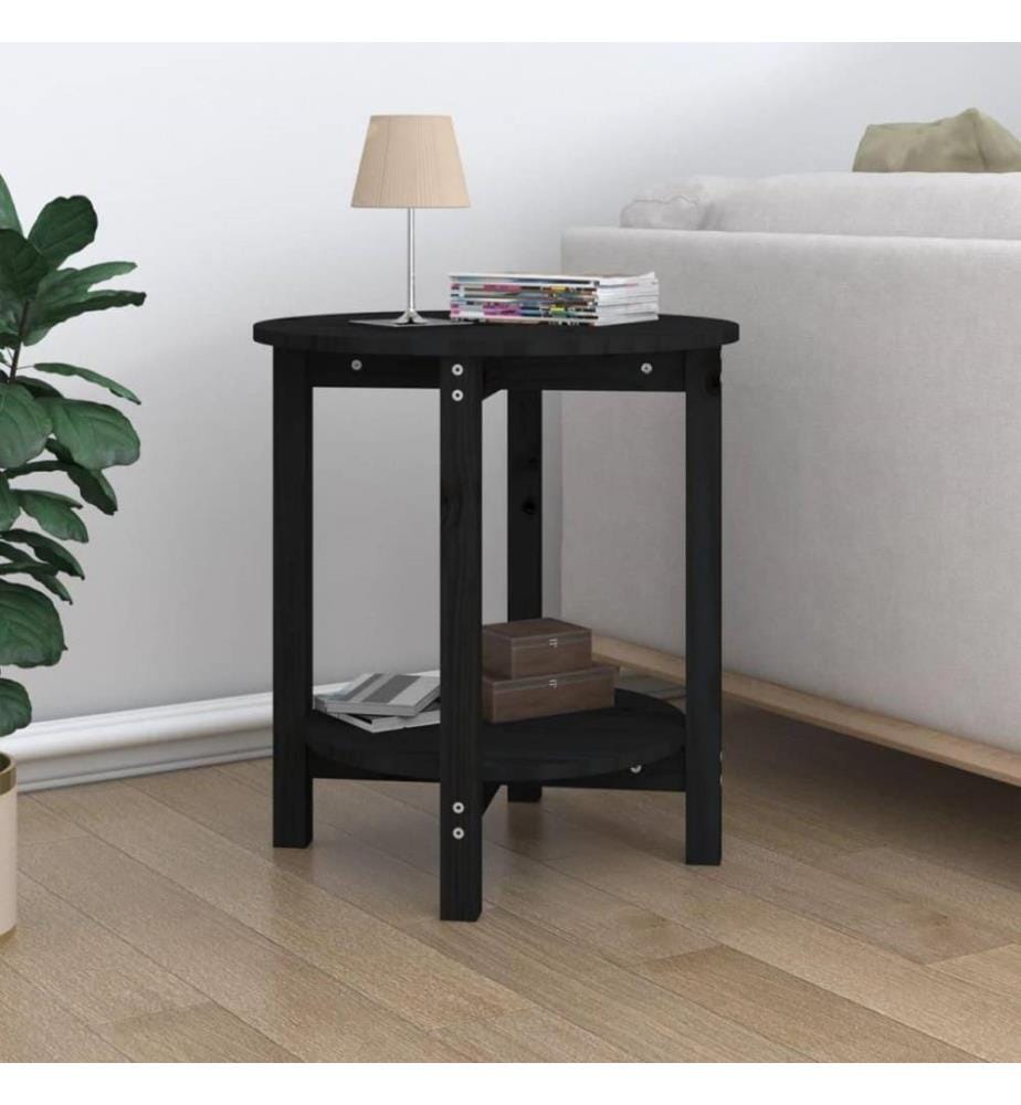 Couchtisch Schwarz Ø 55x60 cm Massivholz Kiefer