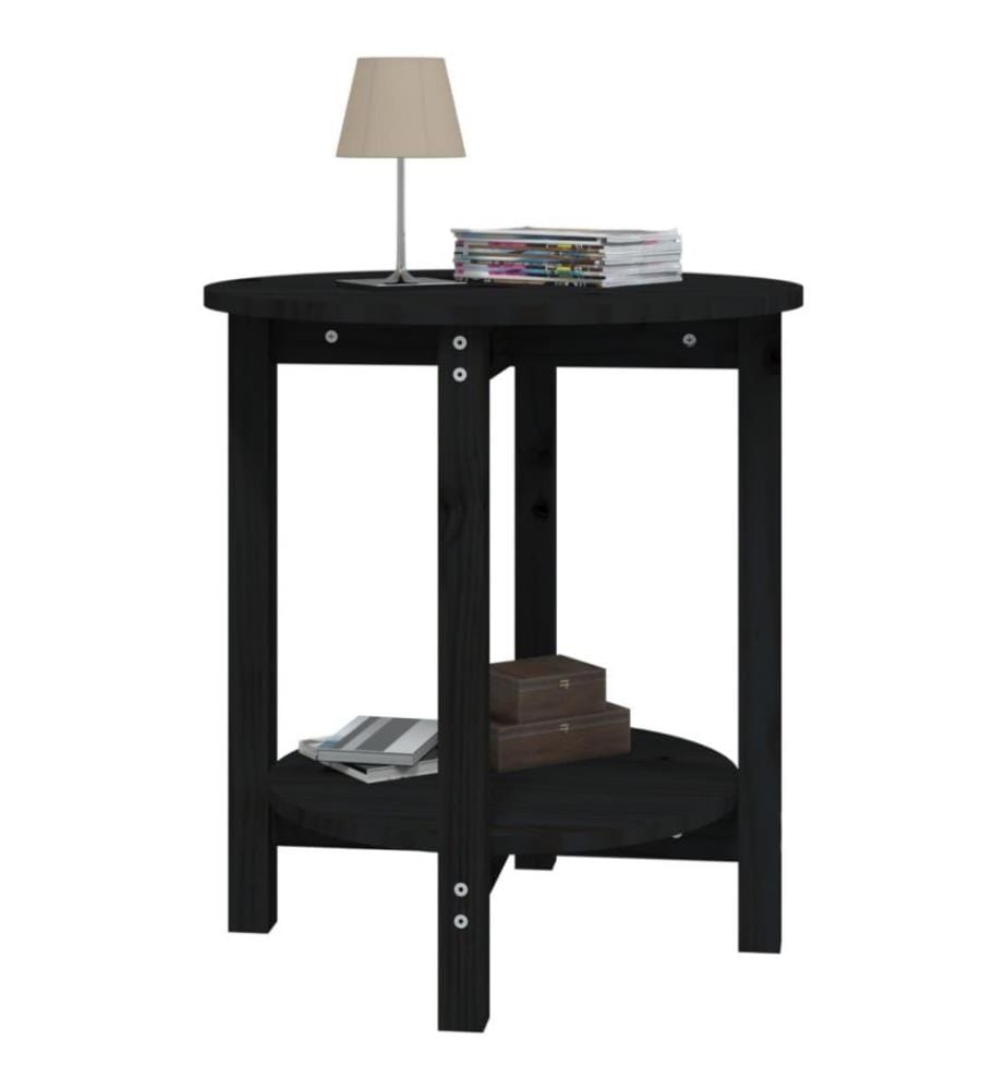 Couchtisch Schwarz Ø 55x60 cm Massivholz Kiefer