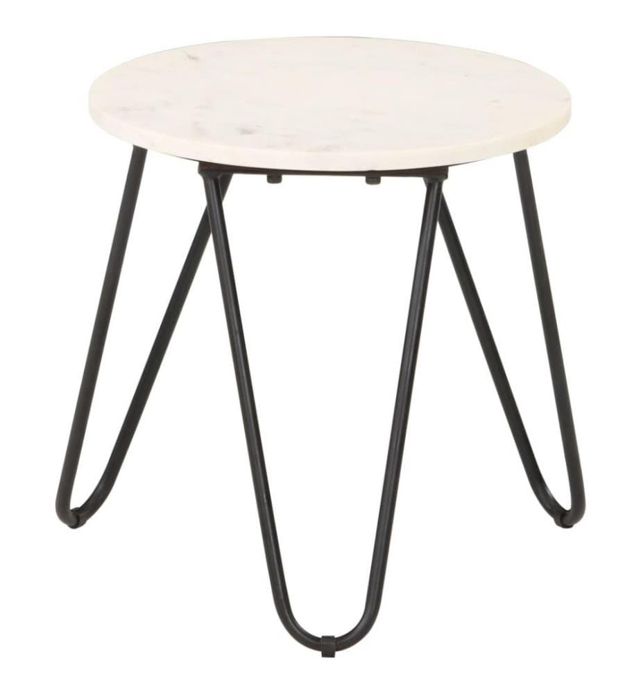 Table basse Blanc 40x40x40 cm Pierre véritable texture marbre