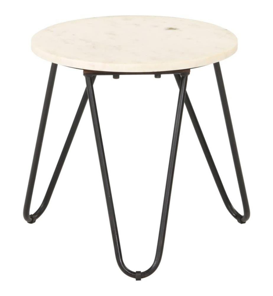 Table basse Blanc 40x40x40 cm Pierre véritable texture marbre