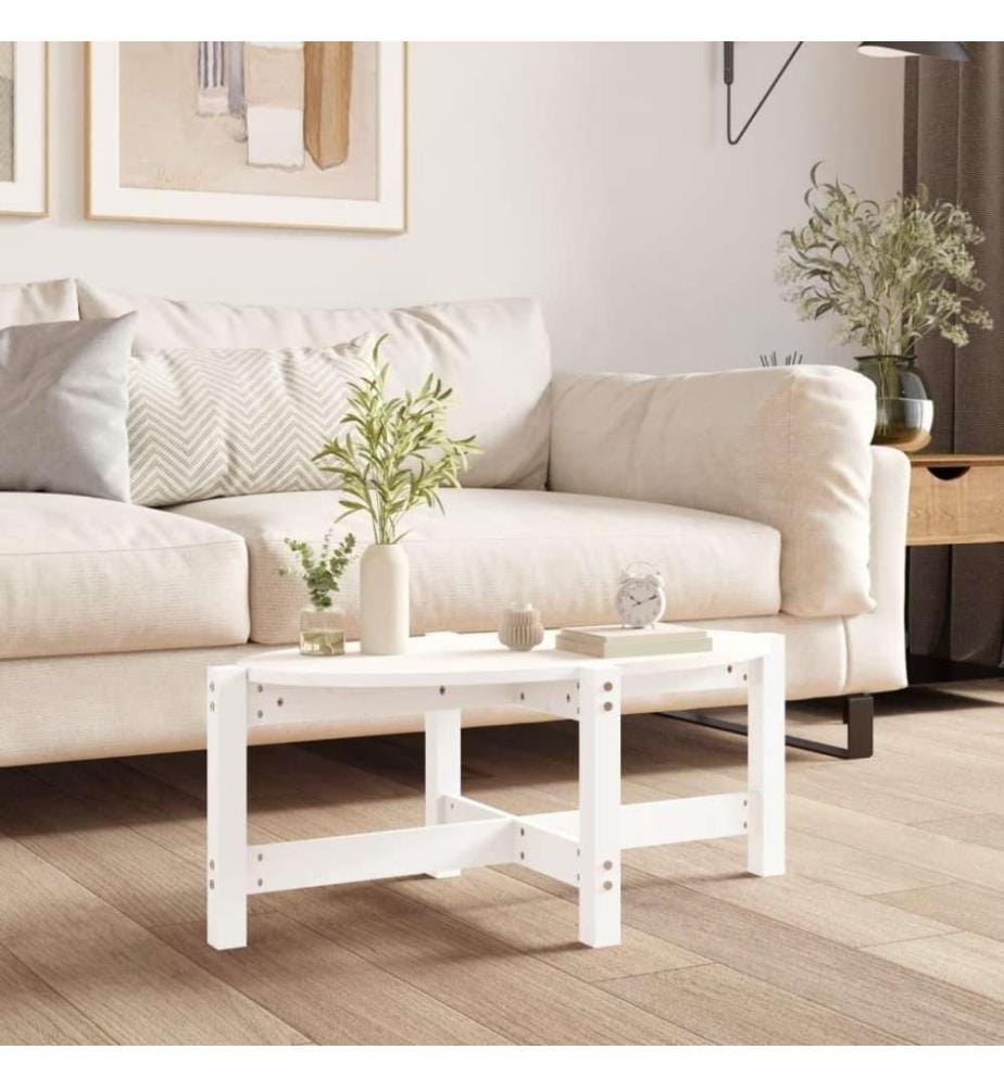 Couchtisch Weiss 87x48x35 cm Massivholz Kiefer