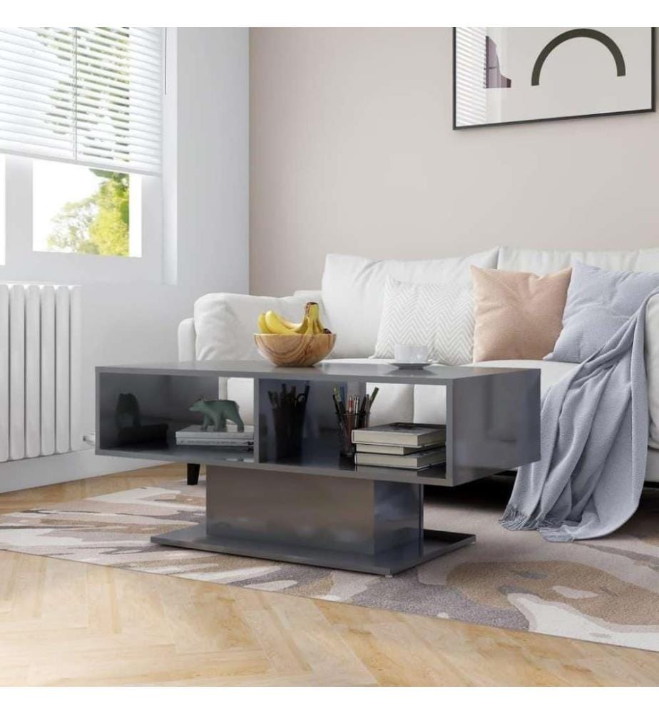 Couchtisch Hochglanz-Grau 103,5x50x44,5 cm Holzwerkstoff