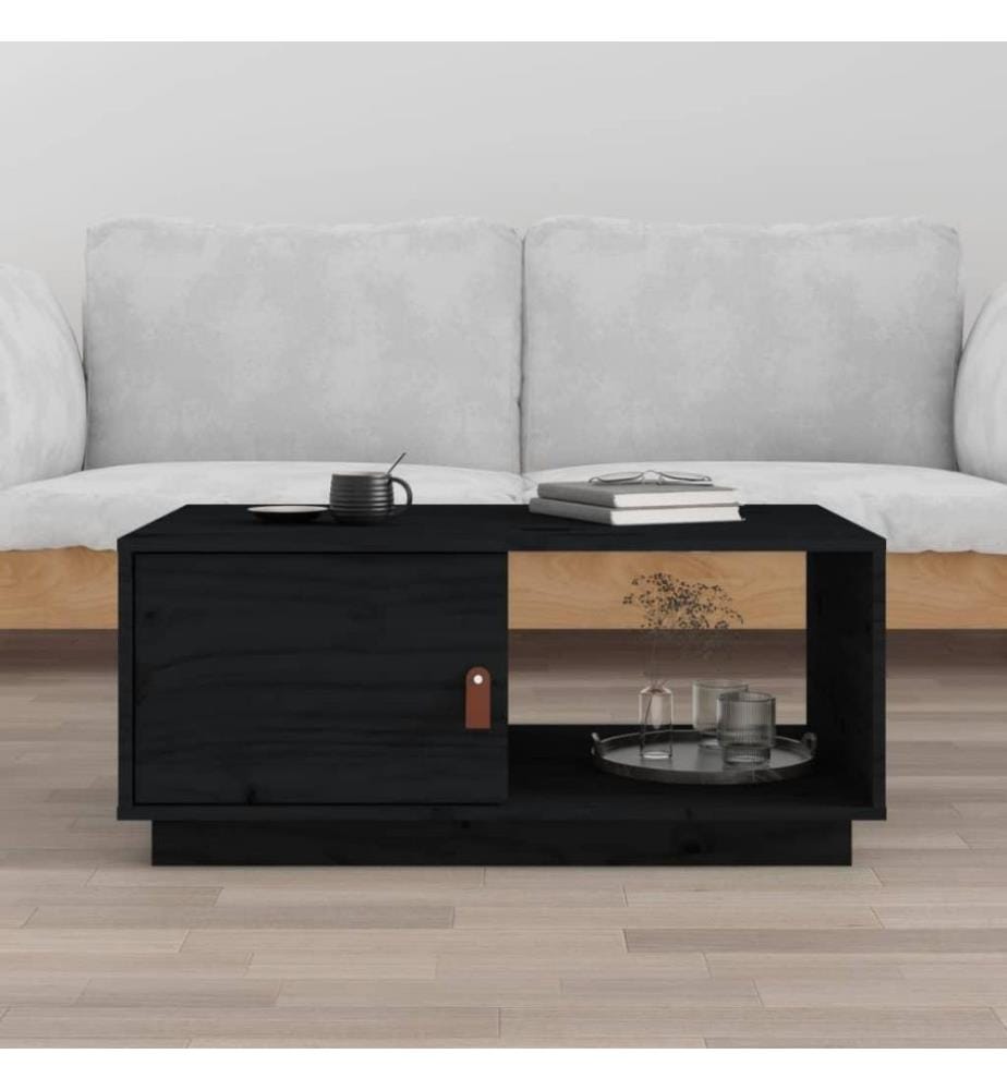 Couchtisch Schwarz 80x50x35,5 cm Massivholz Kiefer