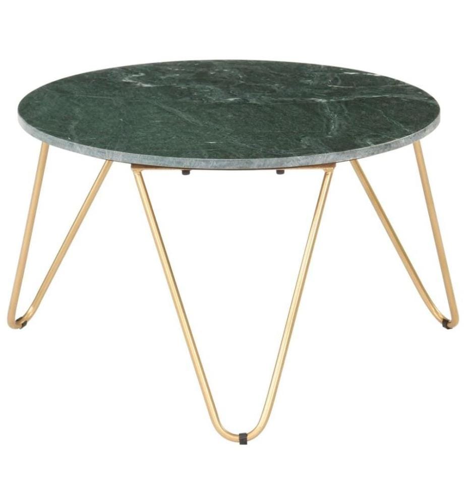 Table basse Vert 65x65x42 cm Pierre véritable et texture marbre