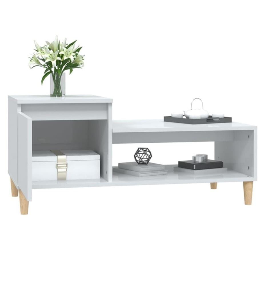 Couchtisch Hochglanz-Weiss 100x50x45 cm Holzwerkstoff