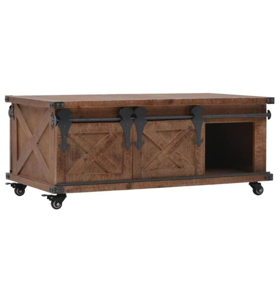 Table basse Bois de sapin massif 91 x 51 x 38 cm Marron