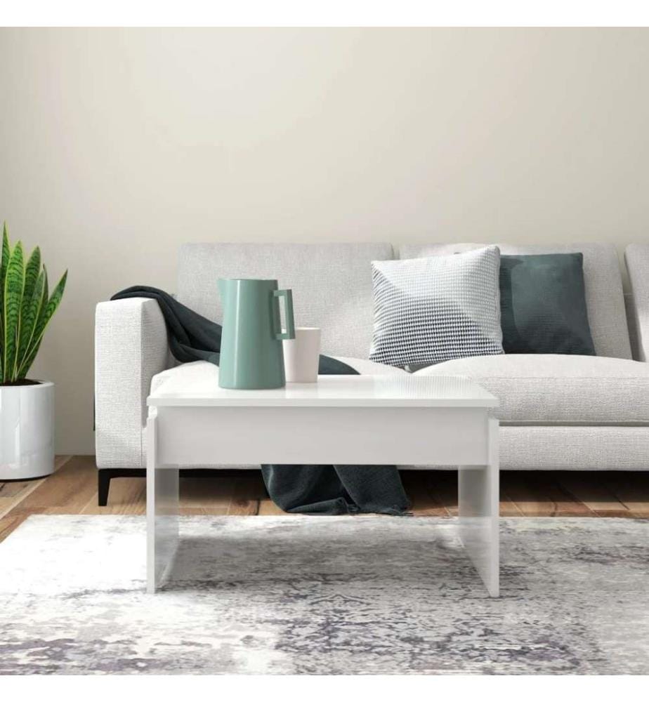 Couchtisch Hochglanz-Weiss 68x50x38 cm Holzwerkstoff