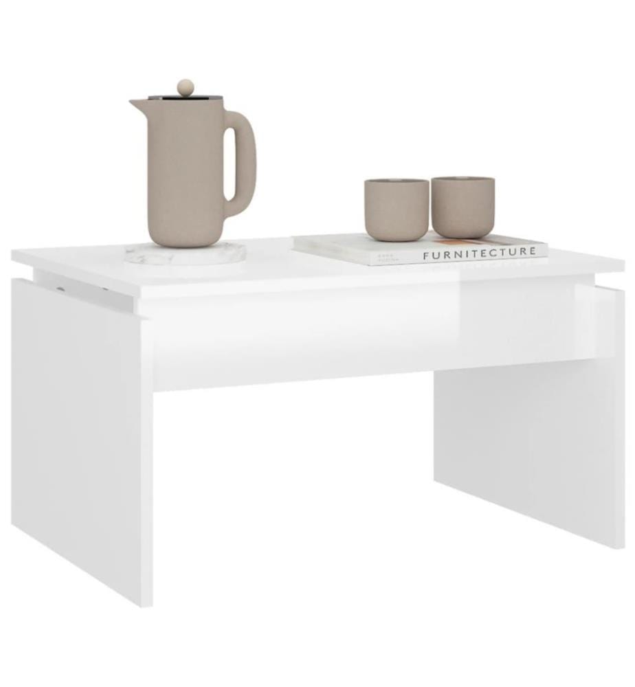 Couchtisch Hochglanz-Weiss 68x50x38 cm Holzwerkstoff