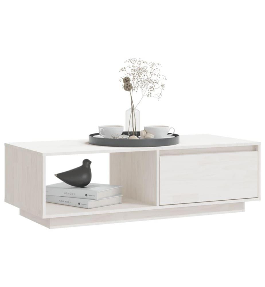 Couchtisch Weiss 110x50x33,5 cm Massivholz Kiefer