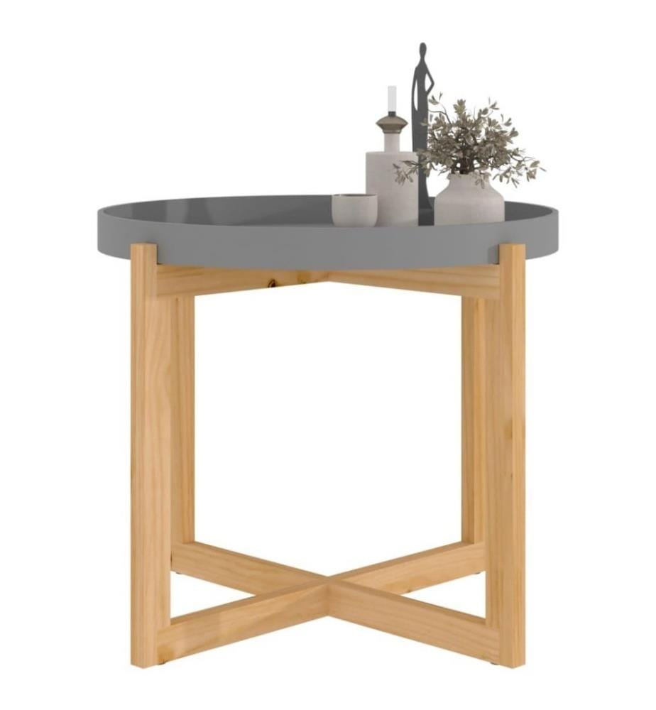 Table basse Gris 53x53x43,5 cm Bois d'ingénierie et pin massif
