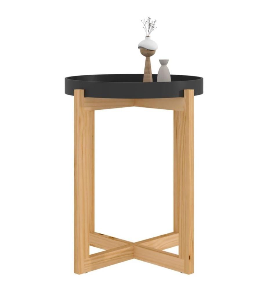 Couchtisch Schwarz 41x41x48,5cm Holzwerkstoff Massivholz Kiefer