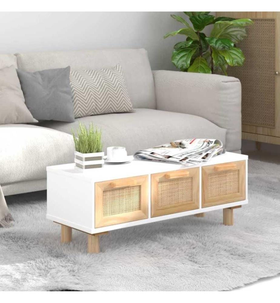 Couchtisch Weiss 80x40x30 cm Holzwerkstoff & Massivholz Kiefer
