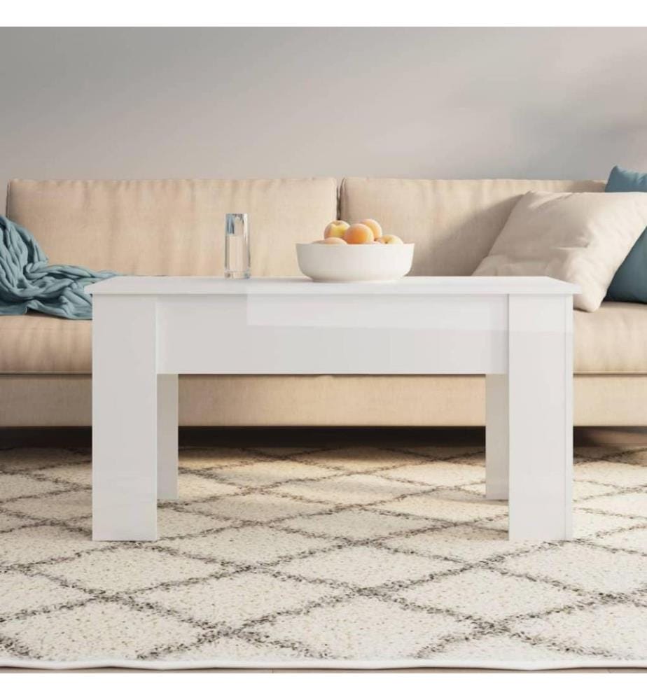 Couchtisch Hochglanz-Weiss 101x49x52 cm Holzwerkstoff