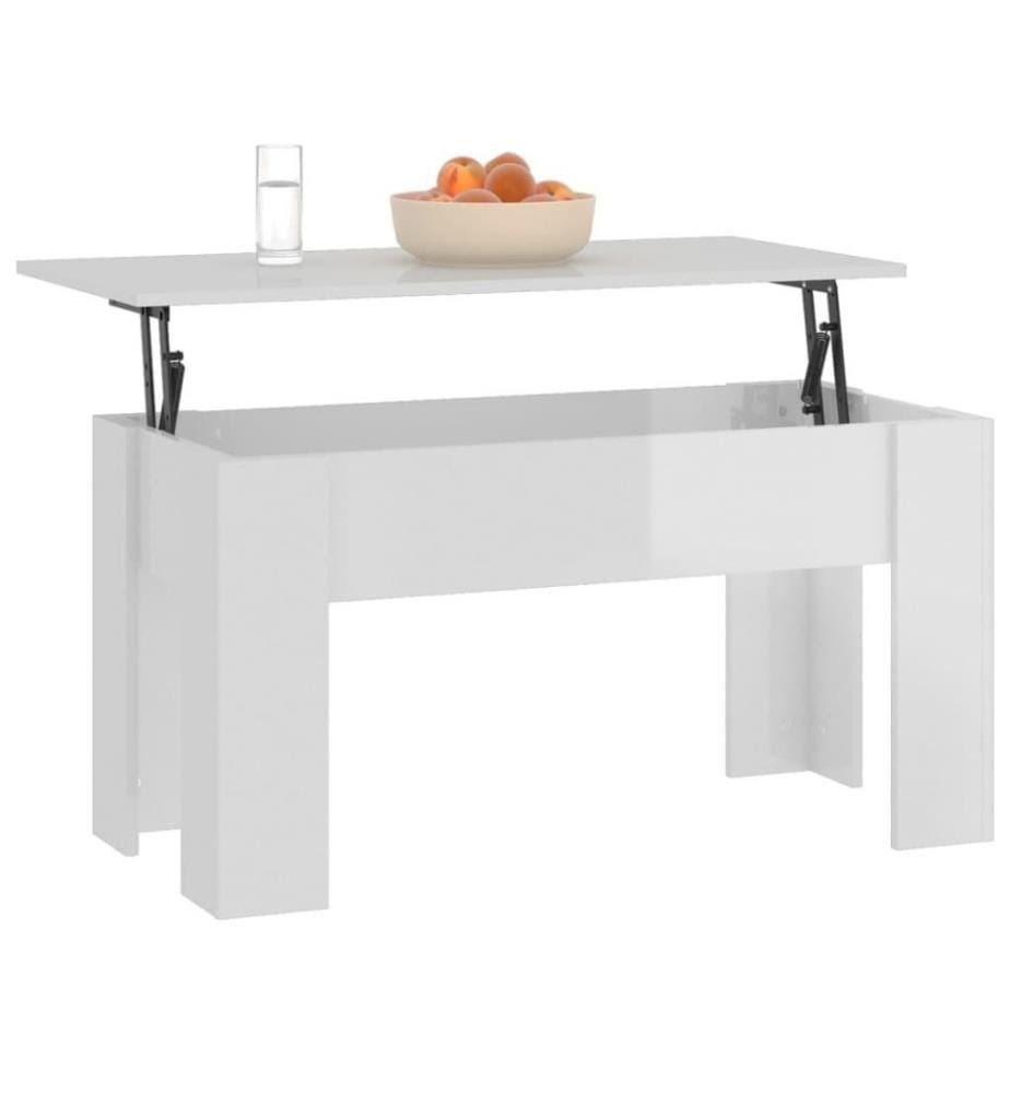 Couchtisch Hochglanz-Weiss 101x49x52 cm Holzwerkstoff