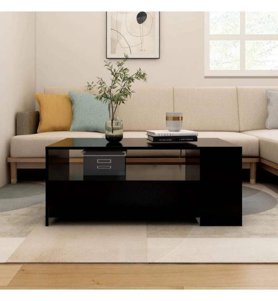 Table basse Noir 102x55x42 cm Bois d'ingénierie