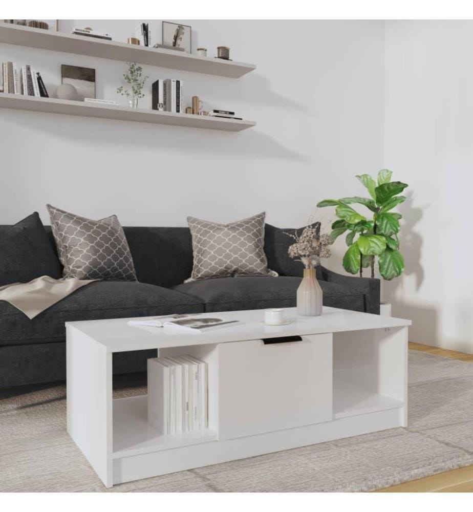 Couchtisch Hochglanz-Weiss 102x50x36 cm Holzwerkstoff