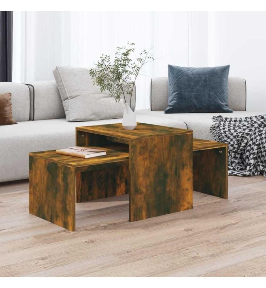 Couchtisch-Set Räuchereiche 100x48x40 cm Holzwerkstoff
