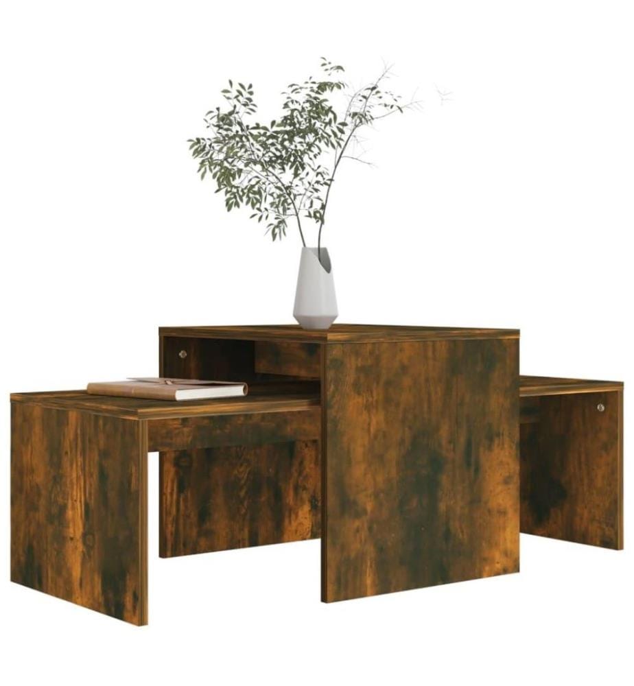 Couchtisch-Set Räuchereiche 100x48x40 cm Holzwerkstoff