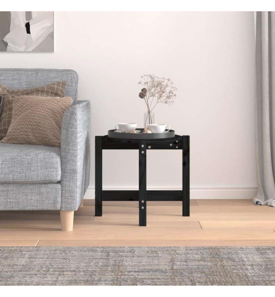 Couchtisch Schwarz Ø 52,5x45 cm Massivholz Kiefer