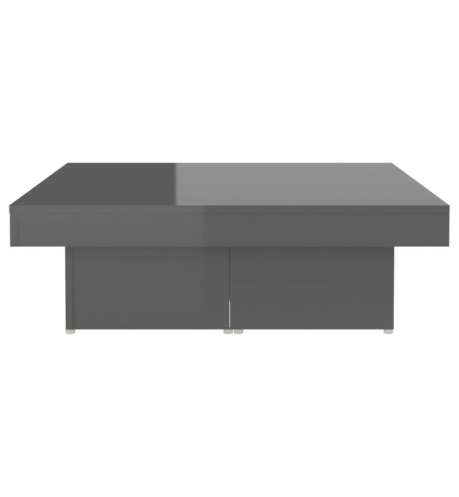 Table basse Gris brillant 90x90x28 cm Aggloméré