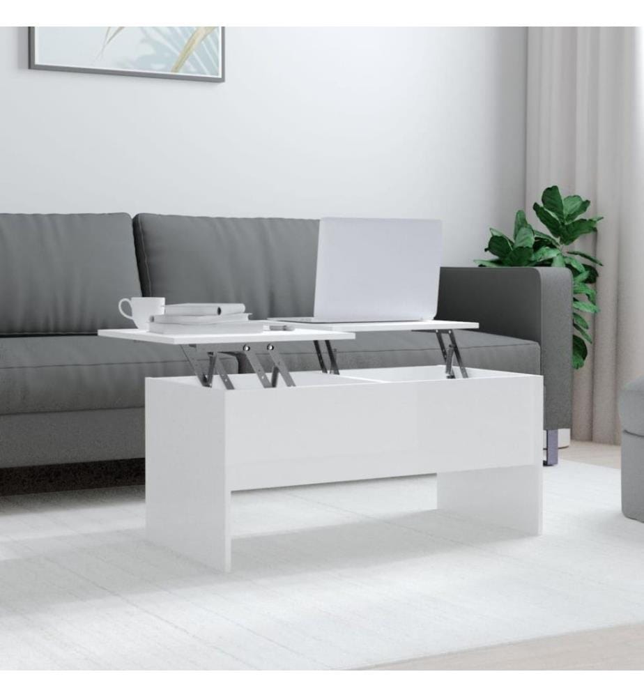 Couchtisch Hochglanz-Weiss 102x50,5x46,5 cm Holzwerkstoff