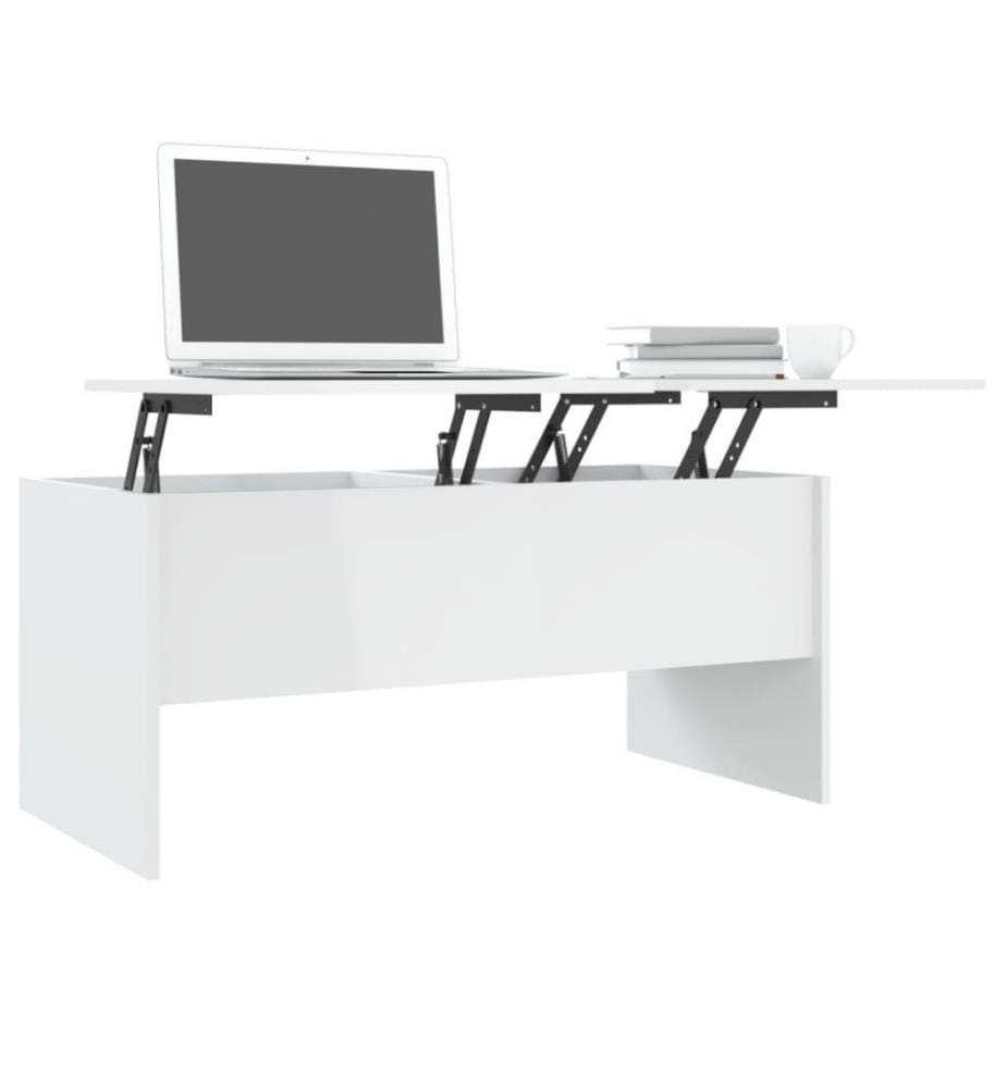 Couchtisch Hochglanz-Weiss 102x50,5x46,5 cm Holzwerkstoff