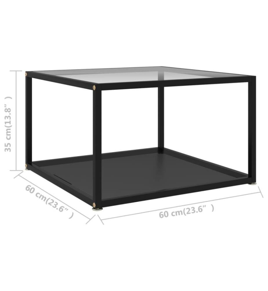 Couchtisch Transparent und Schwarz 60x60x35 cm Hartglas