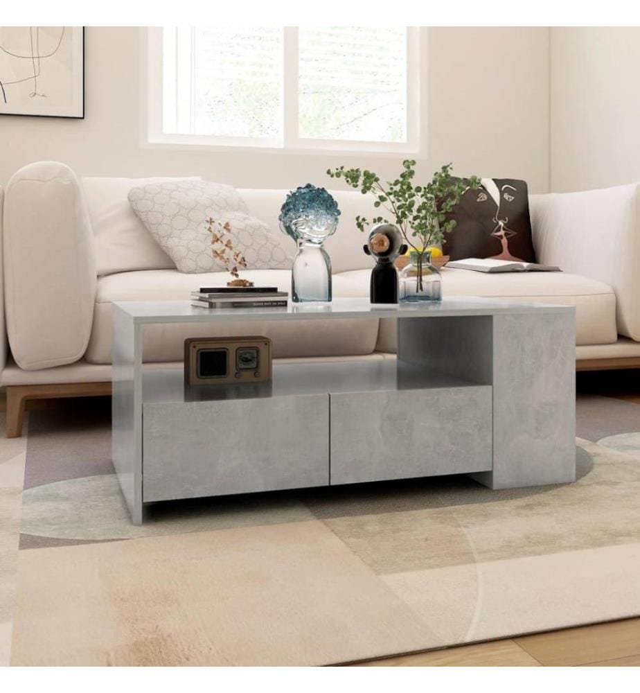 Table basse Gris béton 102x55x42 cm Bois d'ingénierie