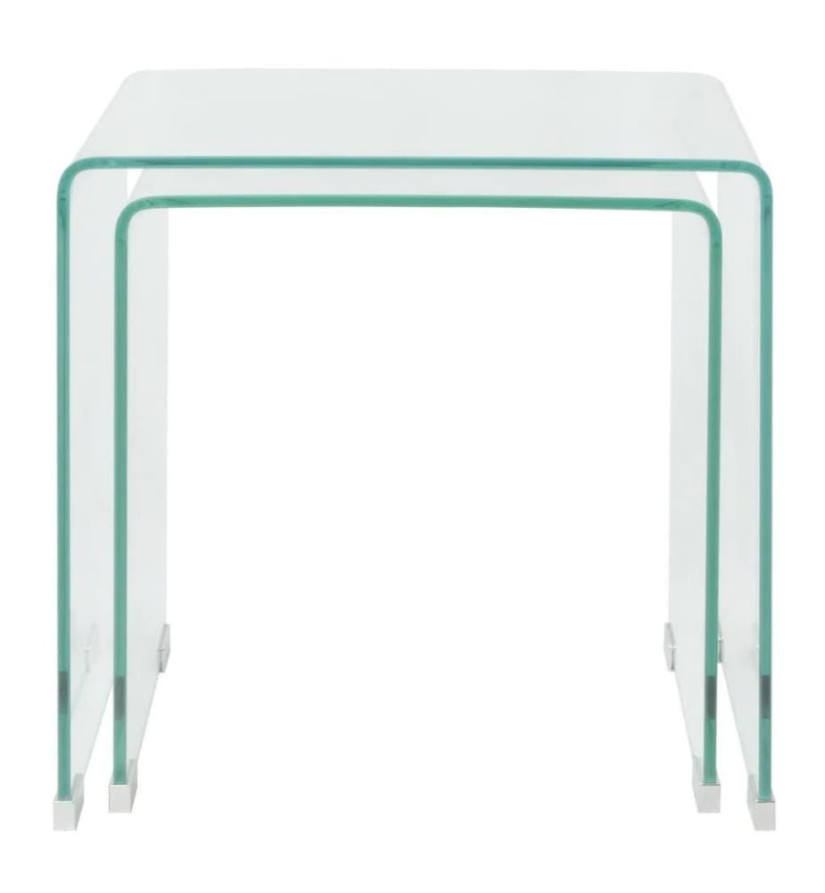 Ensemble de tables gigognes 2 Pièces Verre trempé Transparent
