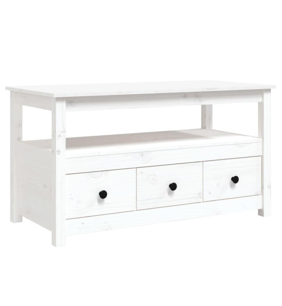 Couchtisch Weiss 102x49x55 cm Massivholz Kiefer