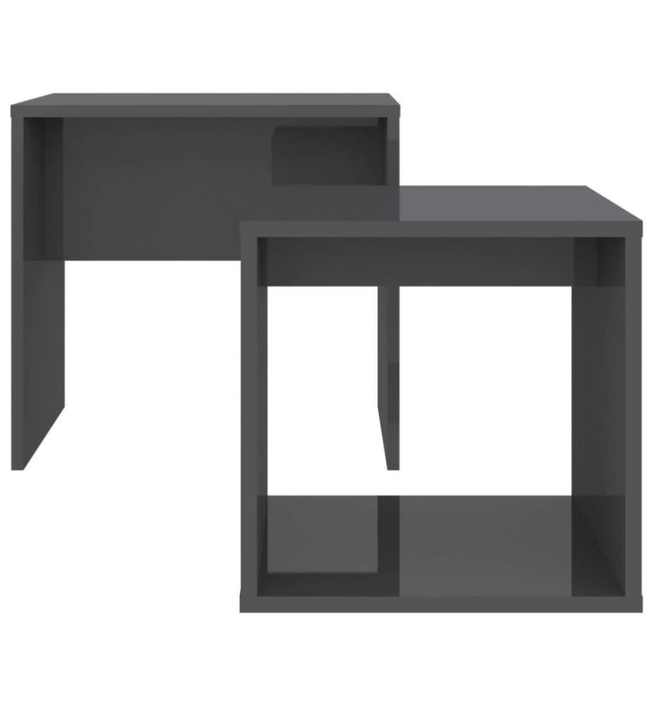 Ensemble de tables basses Gris brillant 48x30x45 cm Aggloméré