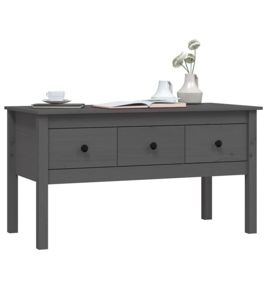 Couchtisch Grau 102x49x55 cm Massivholz Kiefer