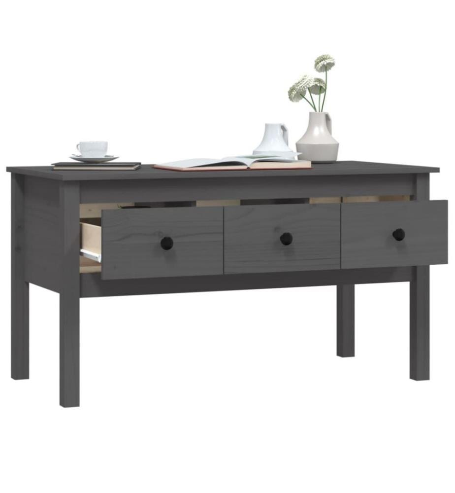Couchtisch Grau 102x49x55 cm Massivholz Kiefer