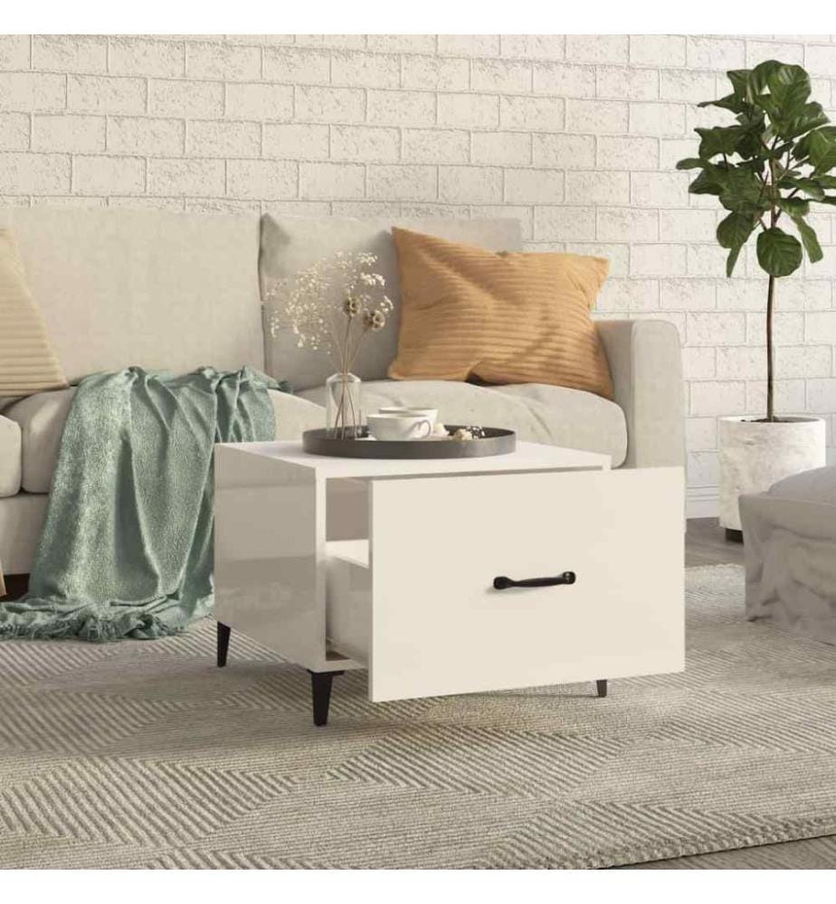 Couchtische mit Metallbeinen 2 Stk. Hochglanz-Weiss 50x50x40 cm