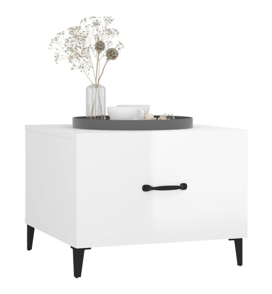 Couchtische mit Metallbeinen 2 Stk. Hochglanz-Weiss 50x50x40 cm