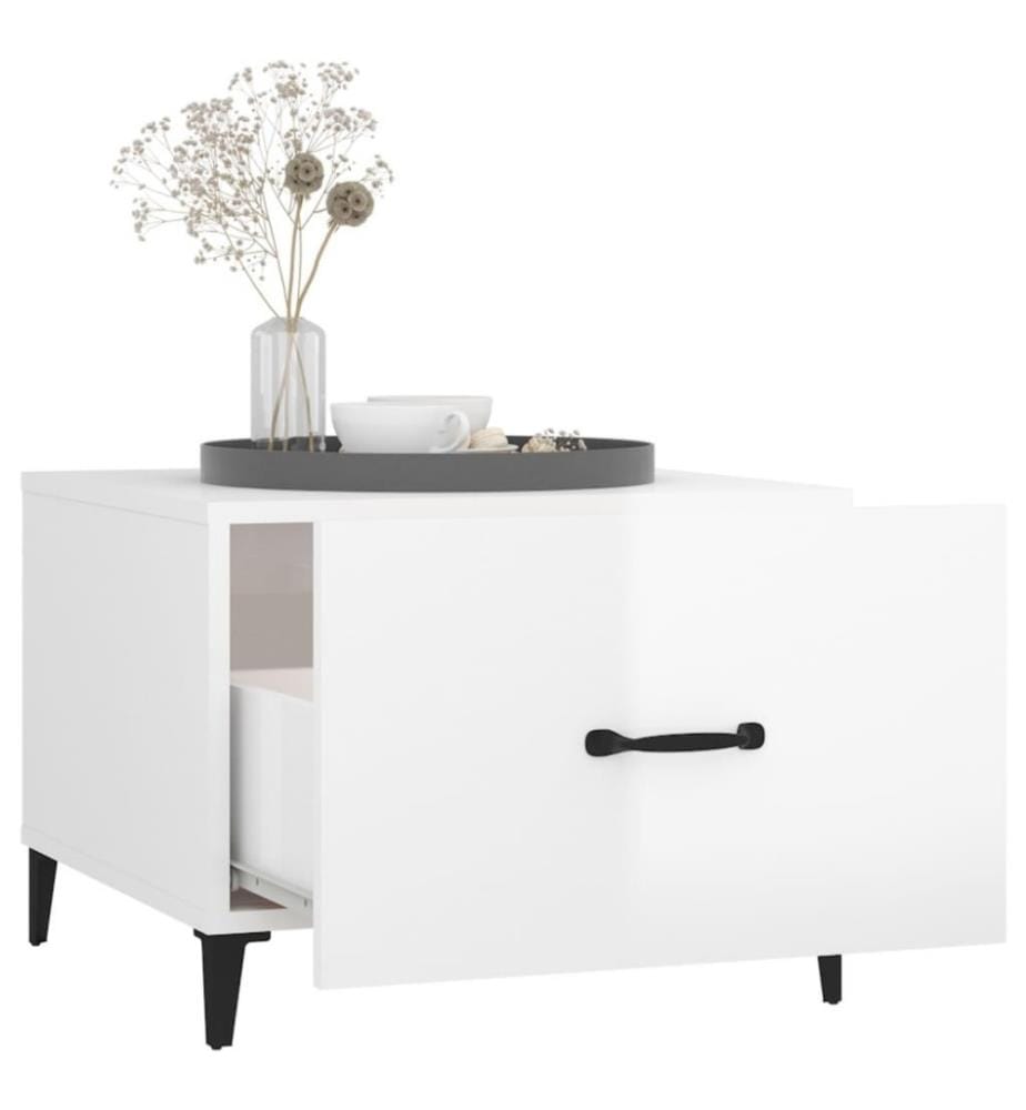 Couchtische mit Metallbeinen 2 Stk. Hochglanz-Weiss 50x50x40 cm
