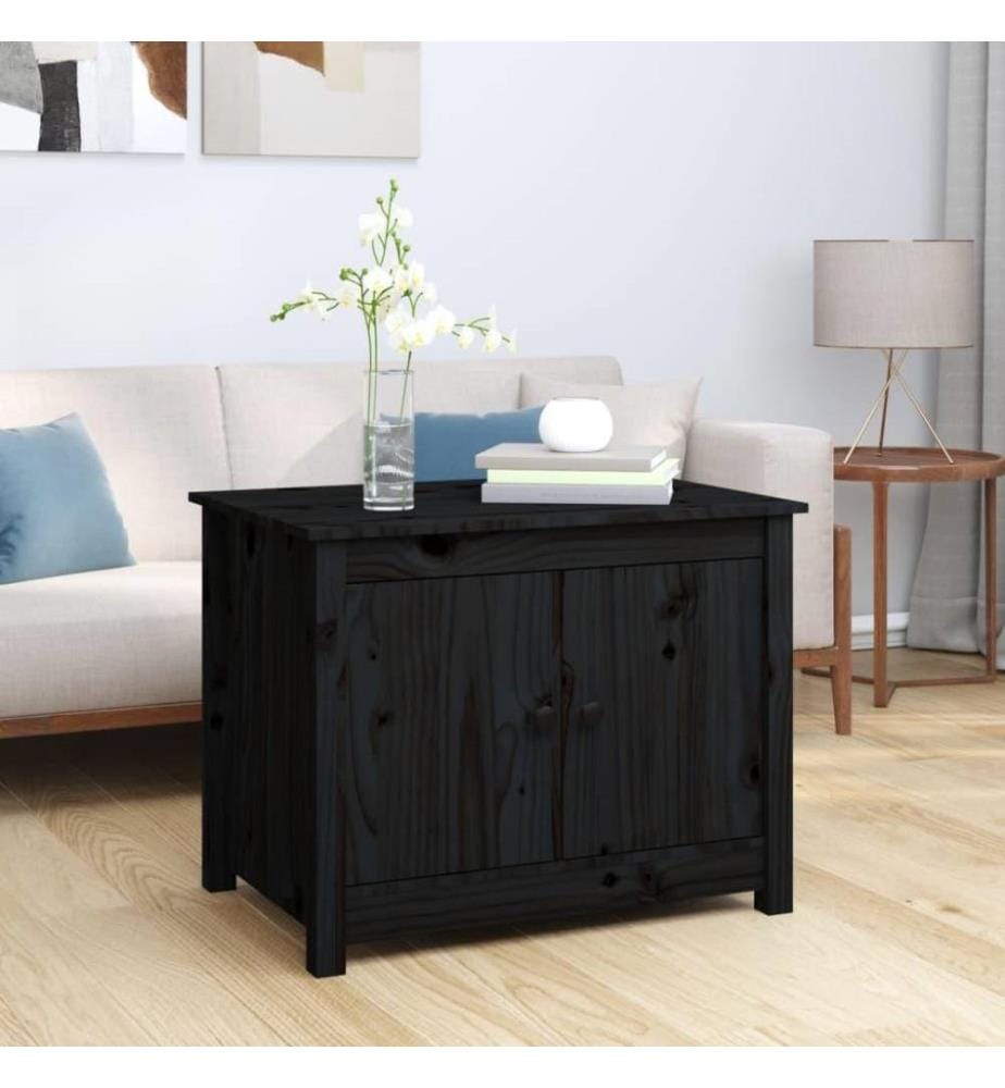 Couchtisch Schwarz 71x49x55 cm Massivholz Kiefer