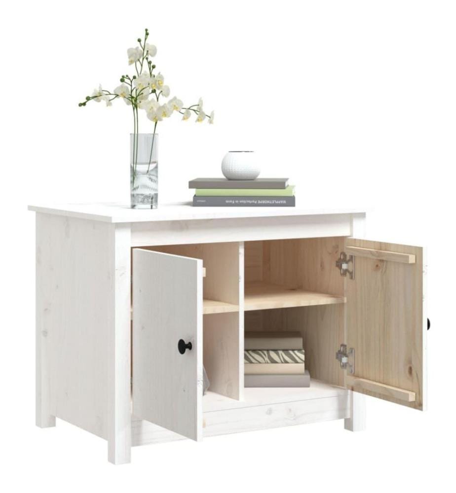 Couchtisch Weiss 71x49x55 cm Massivholz Kiefer