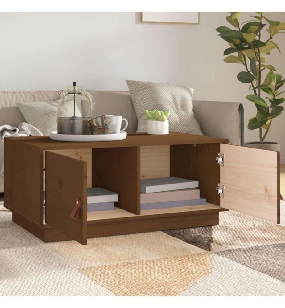 Table basse Marron miel 80x50x35 cm Bois massif de pin