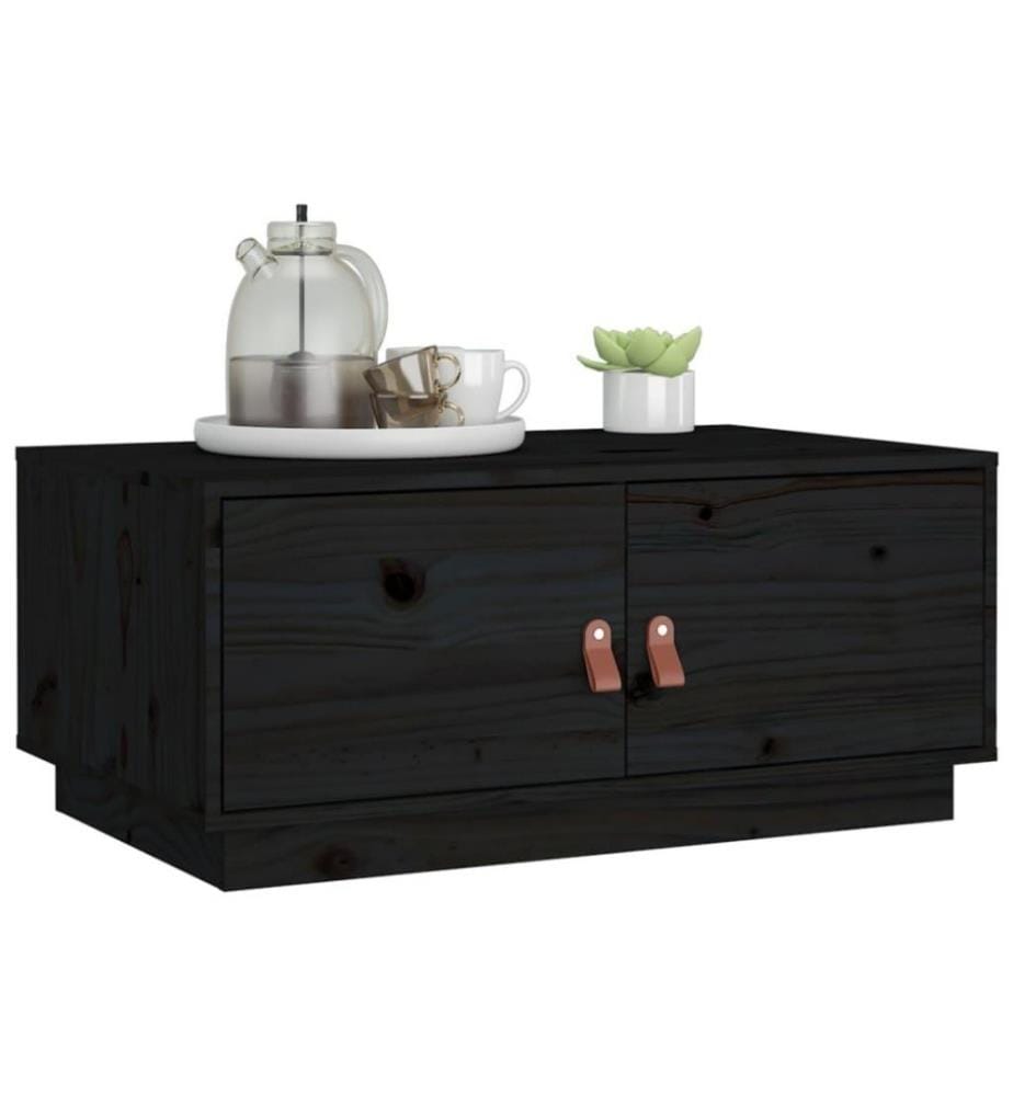 Table basse Noir 80x50x35 cm Bois massif de pin