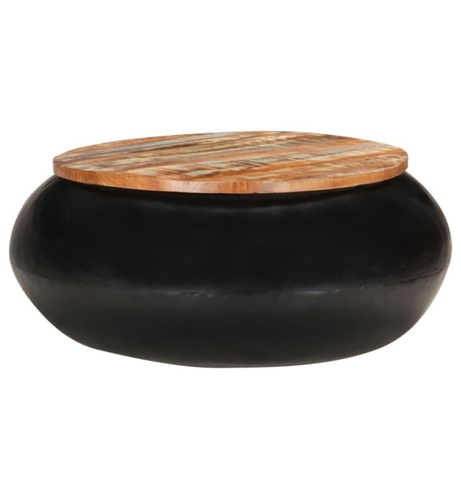 Couchtisch Schwarz 68x68x30 cm Recyceltes Massivholz