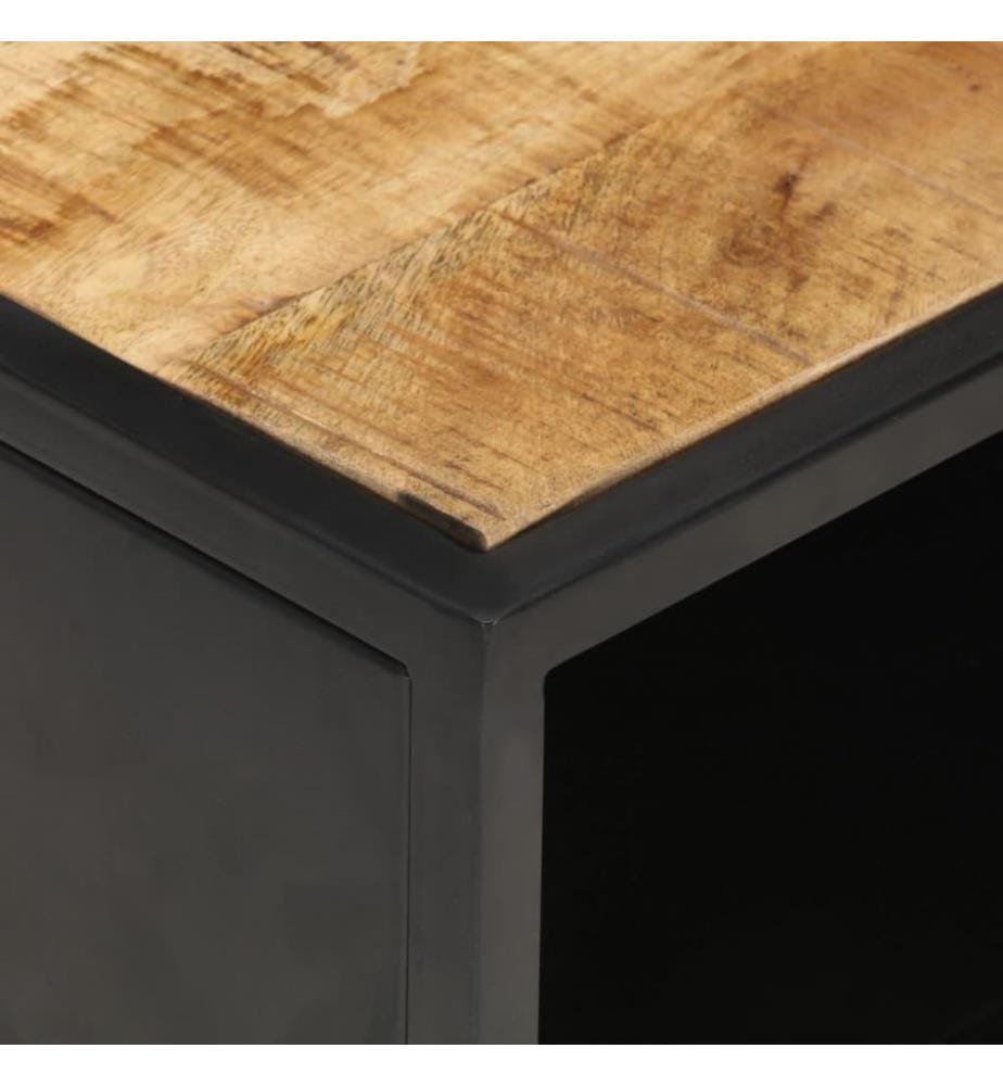Table basse à porte sculptée 90x55x36 cm Bois de manguier brut