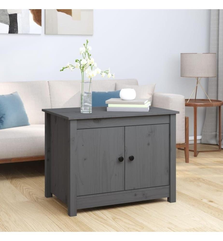 Couchtisch Grau 71x49x55 cm Massivholz Kiefer