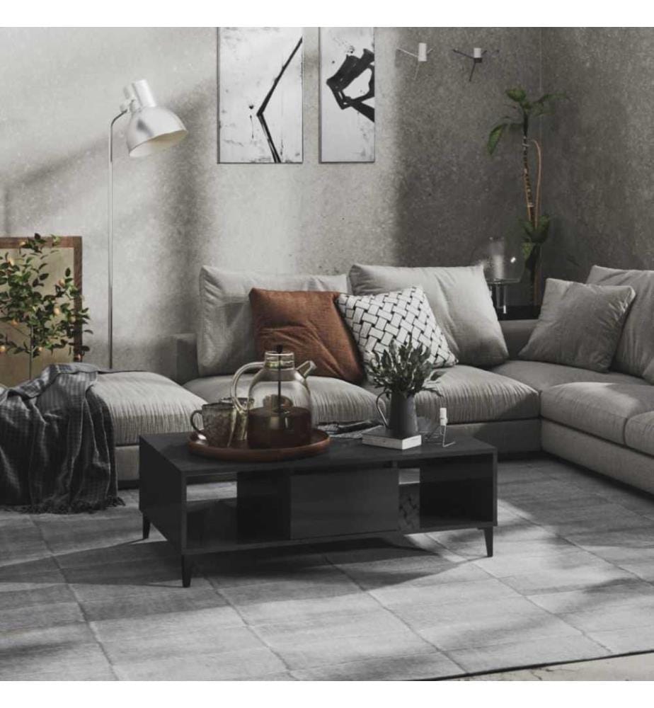 Couchtisch Hochglanz-Grau 103,5x60x35 cm Holzwerkstoff
