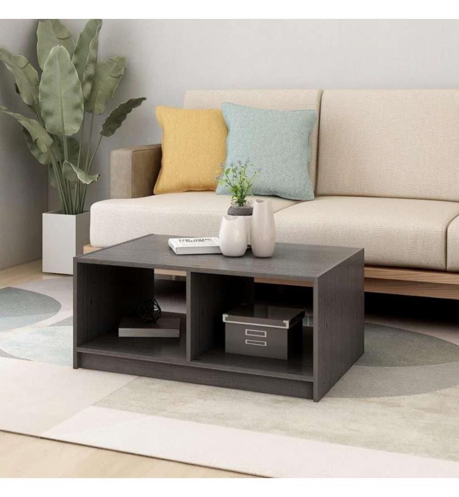 Couchtisch Grau 75x50x33,5 cm Massivholz Kiefer