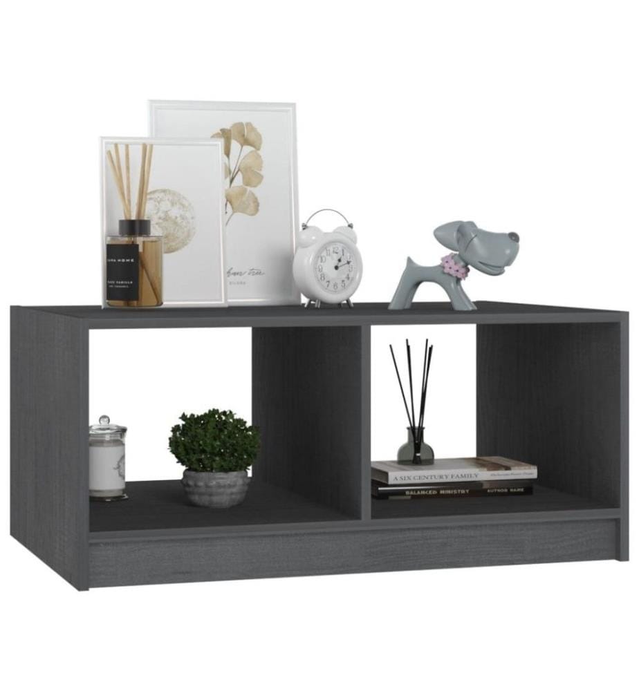 Couchtisch Grau 75x50x33,5 cm Massivholz Kiefer
