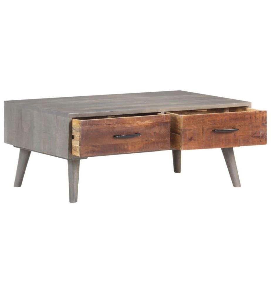 Couchtisch Grau 100x60x40 cm Raues Mango-Massivholz