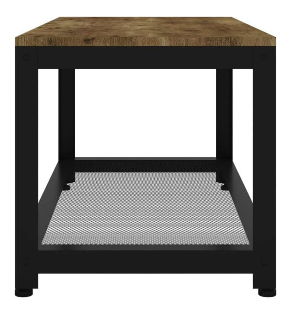 Table basse Marron foncé et noir 90x45x45 cm MDF et fer